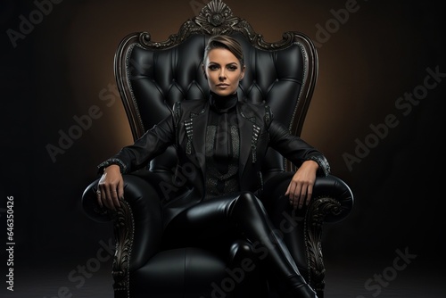 European Woman Boss sitted on a Huge Armchair. © Luca