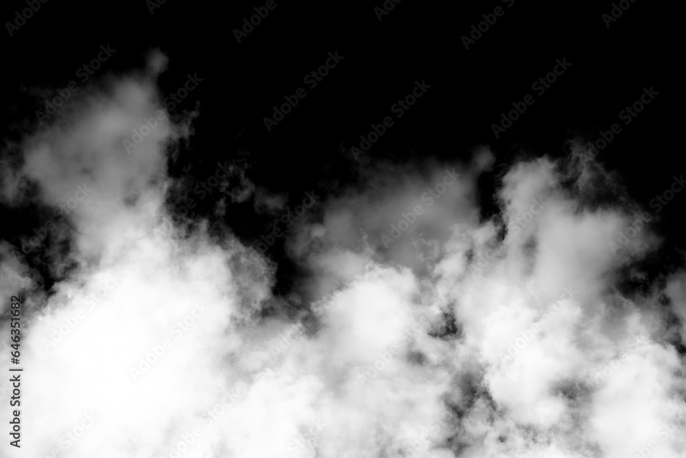 Fototapeta premium Biały dym, jasna chmura, na czarnym tle