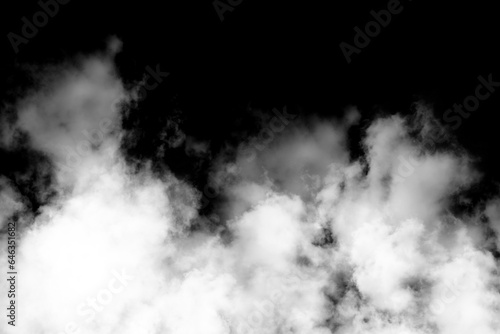 Biały dym, jasna chmura, na czarnym tle