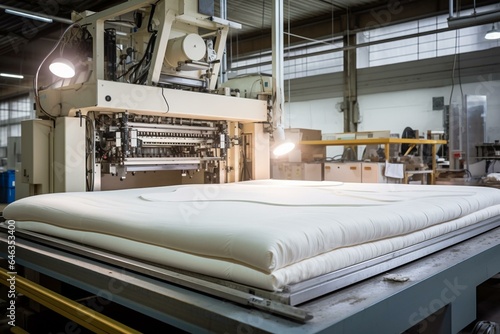 A factory machine making mattresses. Generative AI
