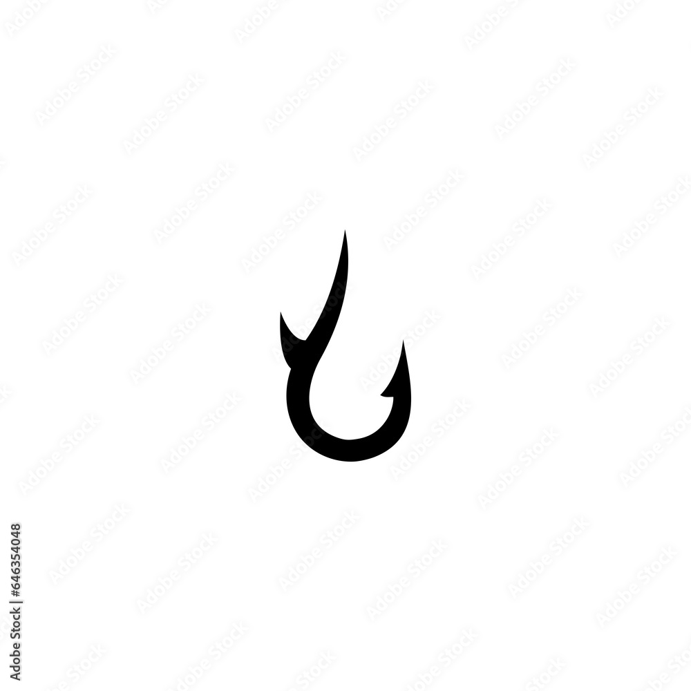 Fishing hook logo design concept template. Fishing hook logo as a fishing tool Fishing hook logo design concept template. Fishing hook logo as a fishing tool