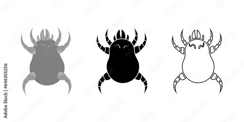 Dust mites icons set vector illustration. Microscopic dangerous insects Dust mites icons set vector illustration. Microscopic dangerous insects