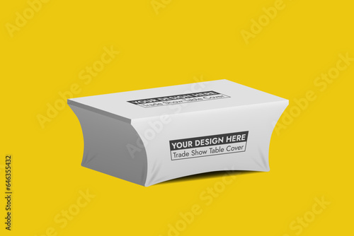 Trade Show Table Cover on Yellow Background Vector Illustration.
