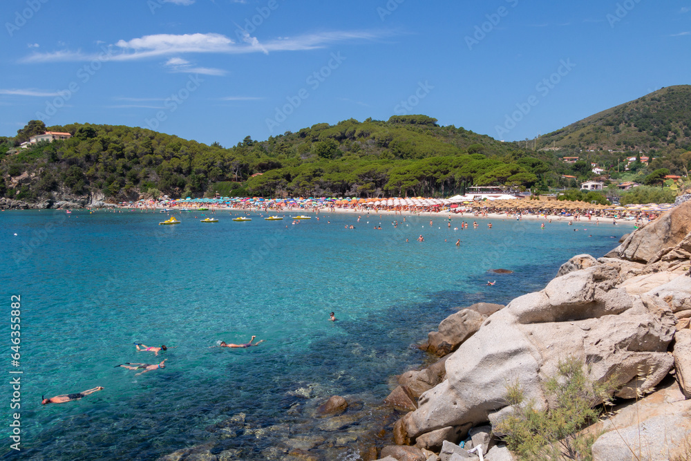 Fototapeta premium view of the beautiful Fetovaia beach on Elba island