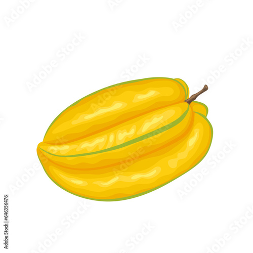 Vector illustration, carambola, also known as star fruit, isolated on white background.