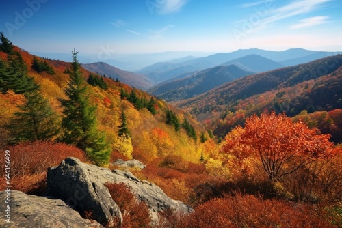 Scenic mountain landscape during fall. Generative AI