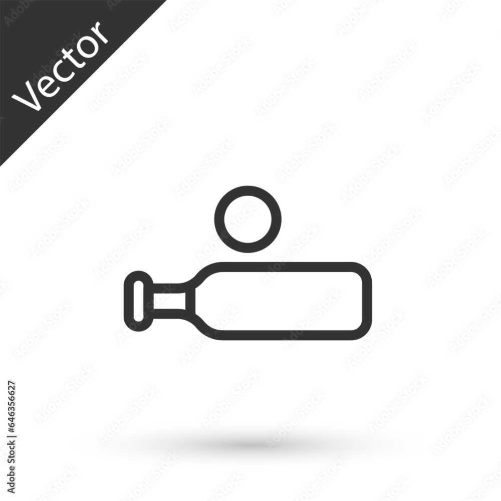 Grey line Wood cricket bat and ball icon isolated on white background. Vector Grey line Wood cricket bat and ball icon isolated on white background. Vector