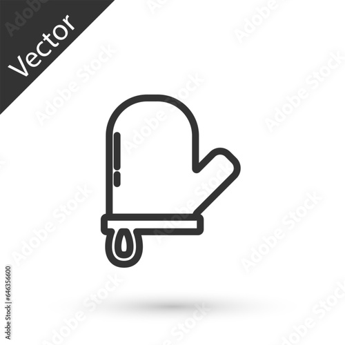 Grey line Oven glove icon isolated on white background. Kitchen potholder sign. Cooking glove. Vector