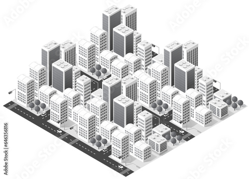 Megapolis 3d isometric three-dimensional view of the city.