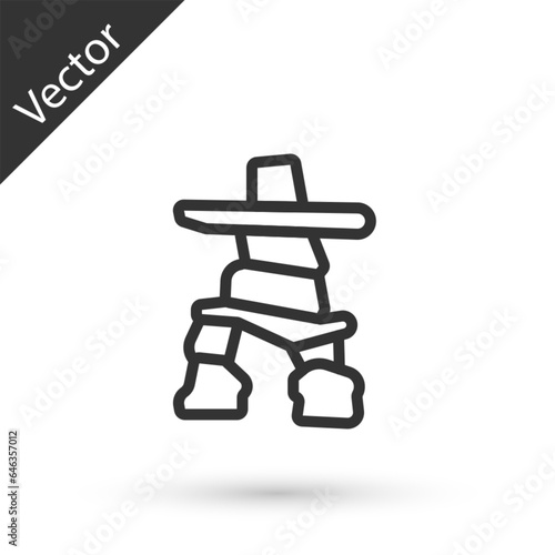 Grey line Inukshuk icon isolated on white background. Vector