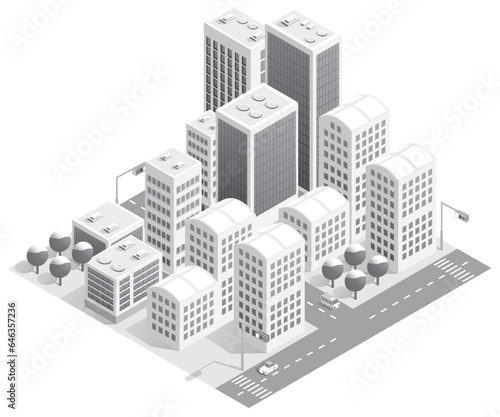 Megapolis 3d isometric three-dimensional view of the city.