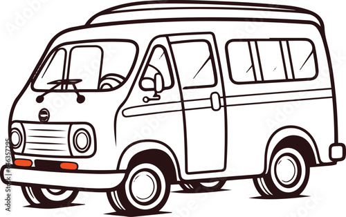Colouring page for kids toddler and toddlers  minimal cute school van illustration one thick single outline drawing artwork