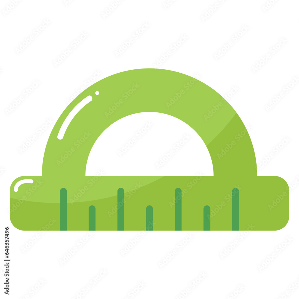 Cartoon protractor. School stationery. Doodle ruler. Vector ...