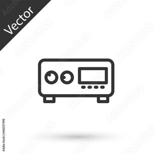 Grey line Guitar amplifier icon isolated on white background. Musical instrument. Vector