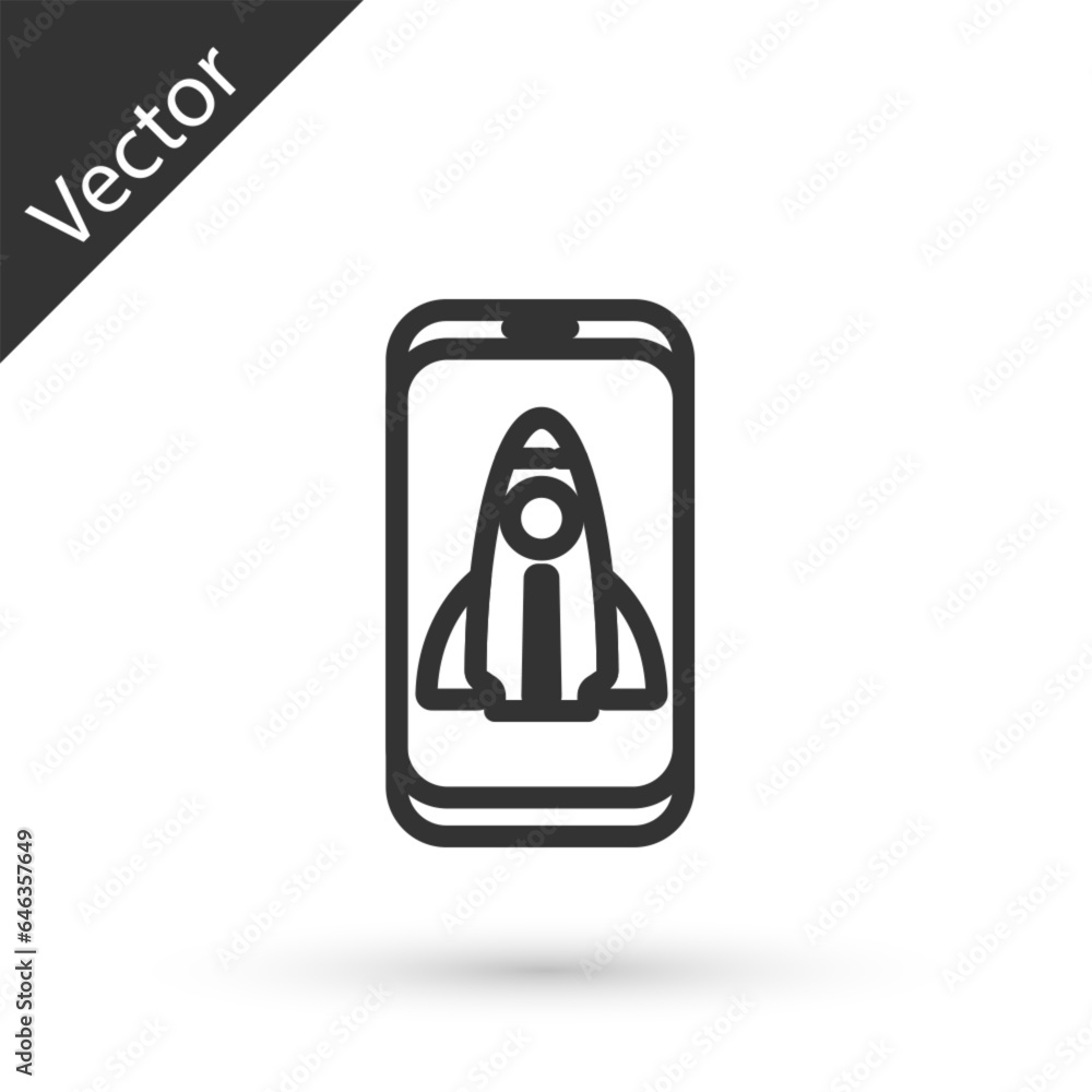 Grey line Business startup project concept icon isolated on white background. Symbol of new business, entrepreneurship, innovation and technology. Vector Grey line Business startup project concept icon isolated on white background. Symbol of new business, entrepreneurship, innovation and technology. Vector