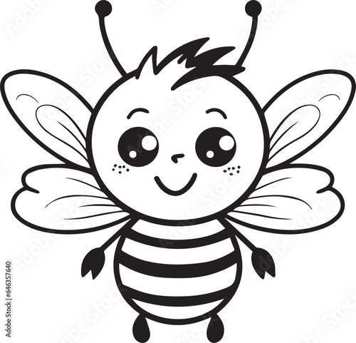 Colouring page for kids toddler and toddlers, minimal cute bee illustration one thick single outline drawing artwork