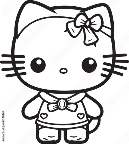 Colouring page for kids toddler and toddlers, minimal cute kitty illustration one thick single outline drawing artwork