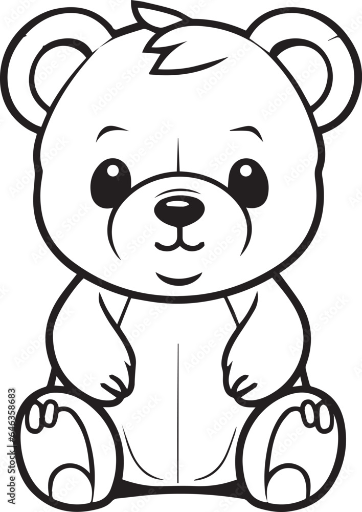 Colouring page for kids toddler and toddlers, minimal cute bear illustration one thick single outline drawing artwork Colouring page for kids toddler and toddlers, minimal cute bear illustration one thick single outline drawing artwork