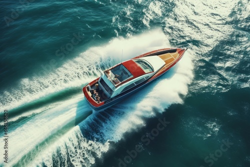 Waves boating top view nautical. Generate Ai © nsit0108