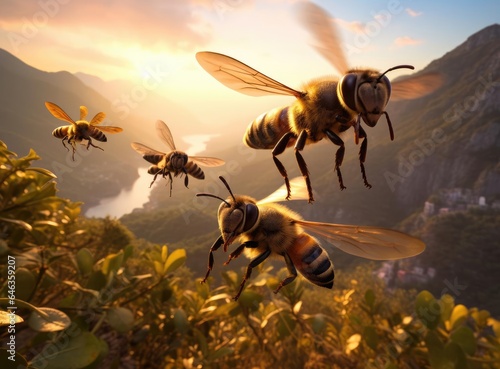 A group of bees at work © cherezoff