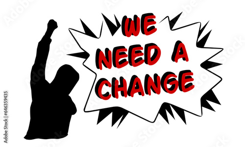 Silhouette illustration of a demonstrator or rebel who wants change.