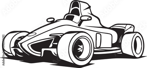Colouring page for kids toddler and toddlers, minimal cute racing car illustration one thick single outline drawing artwork