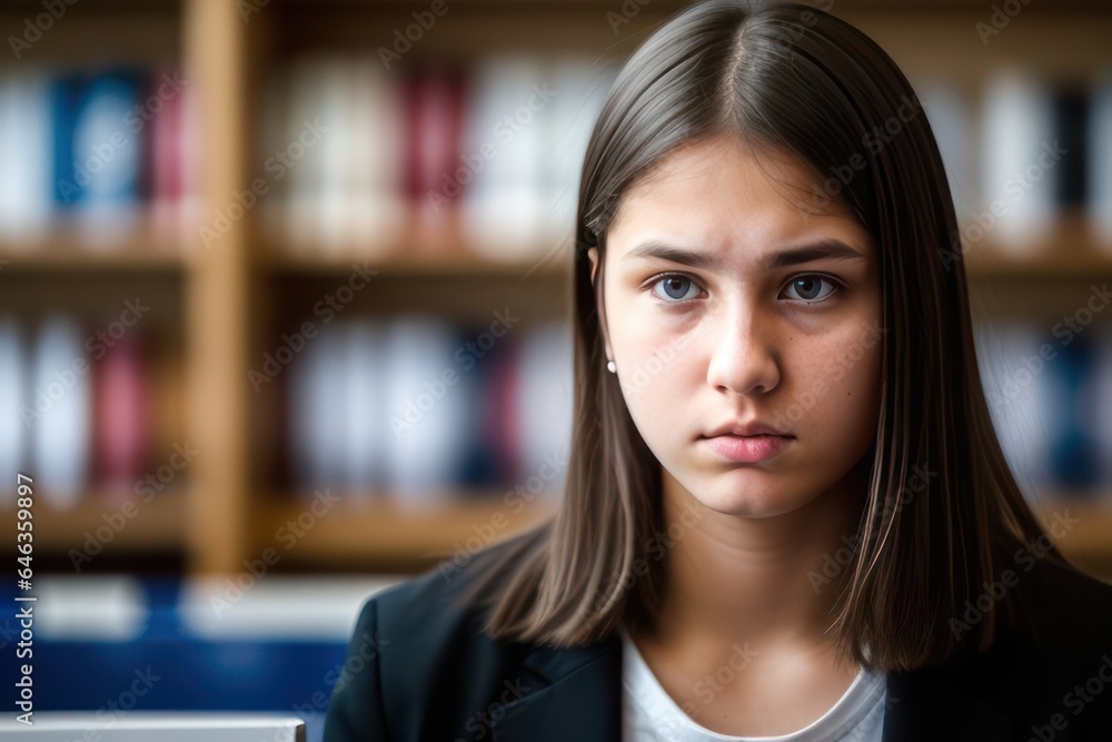 Close-up portrait of sad young woman. Generative AI Close-up portrait of sad young woman. Generative AI