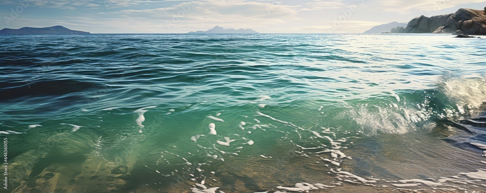 Calm ocean photo realistic illustration - Generative AI.