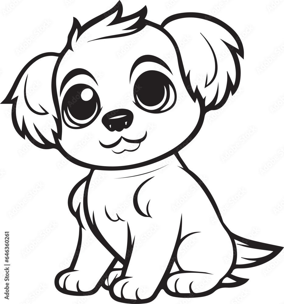 Colouring page for kids toddler and toddlers, minimal cute puppy illustration one thick single outline drawing artwork Colouring page for kids toddler and toddlers, minimal cute puppy illustration one thick single outline drawing artwork