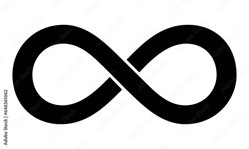 Infinity symbol - black and white vector illustration of lazy eight mathematical symbol, isolated on white Infinity symbol - black and white vector illustration of lazy eight mathematical symbol, isolated on white