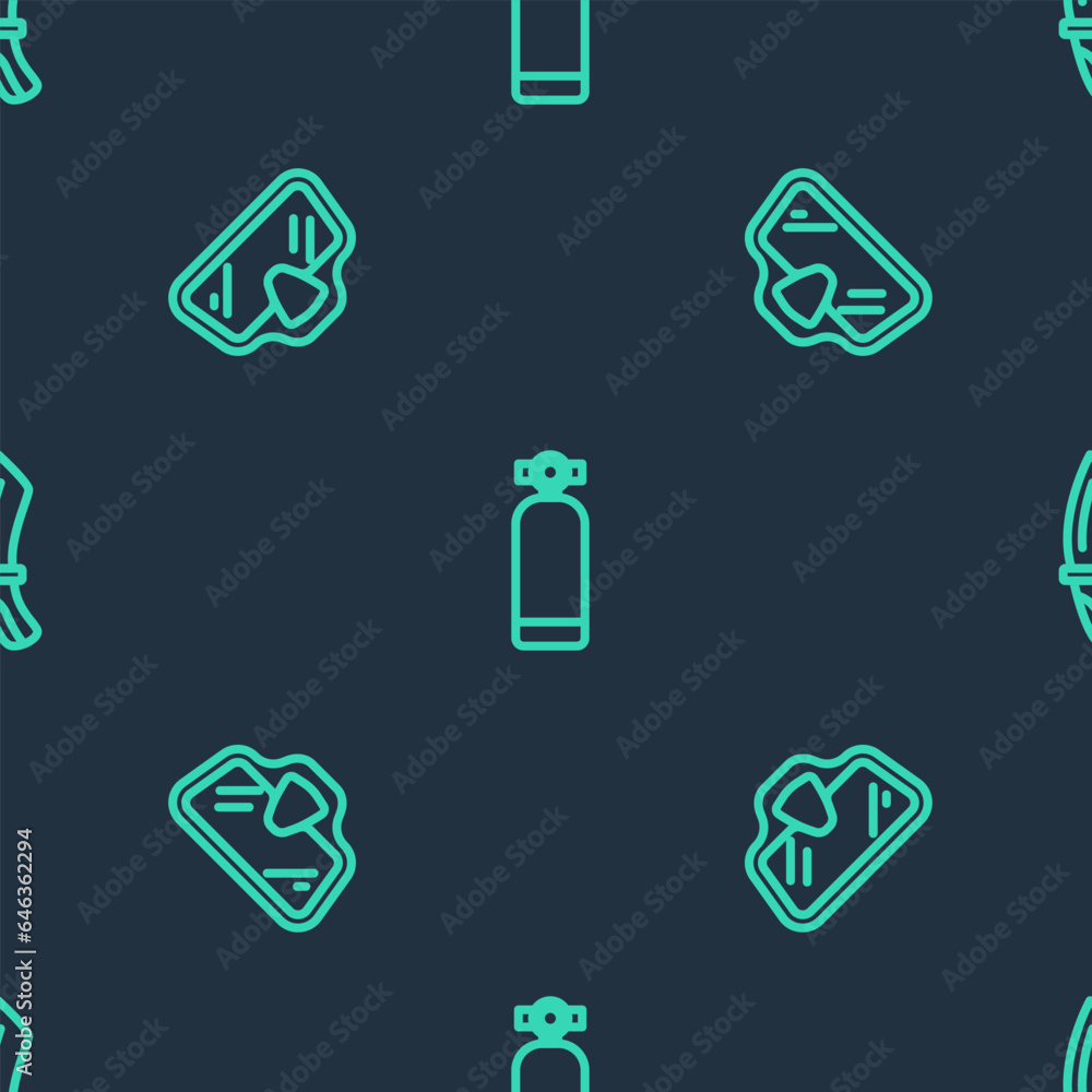 Set line Aqualung, Diving mask and knife on seamless pattern. Vector Set line Aqualung, Diving mask and knife on seamless pattern. Vector