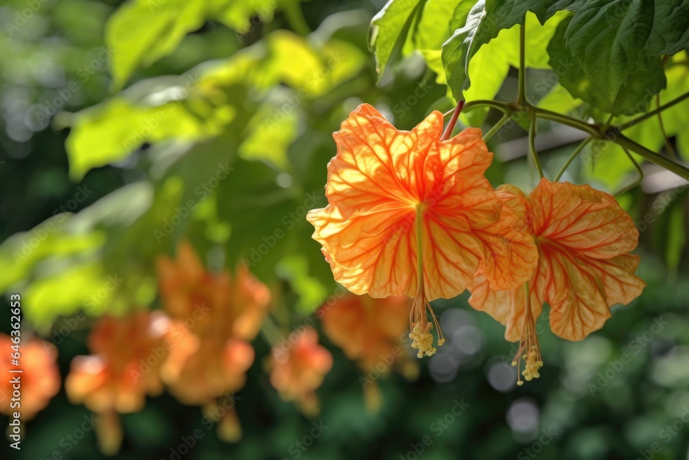 closeup of a flowering maple tree growing in the summer sun closeup of a flowering maple tree growing in the summer sun