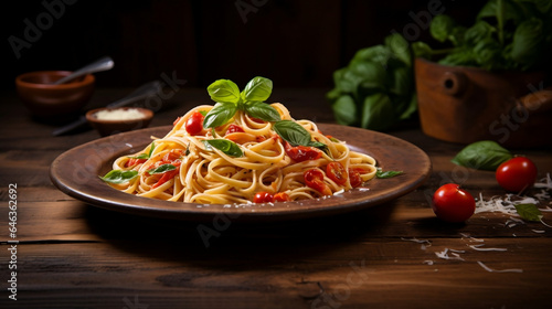 Appetizing Italian pasta with vegetables