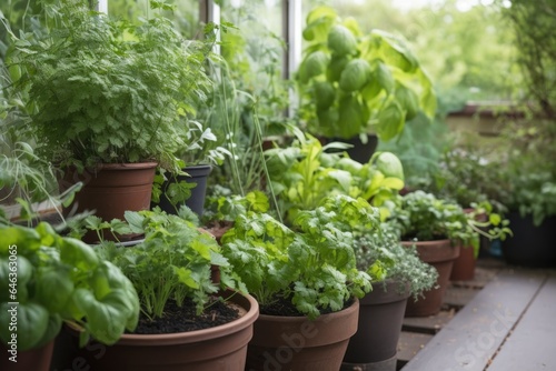 closeup of potted plants growing inside and outside