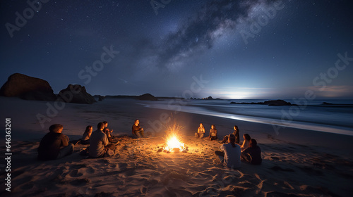 Starry Beach Bonfire Gathering