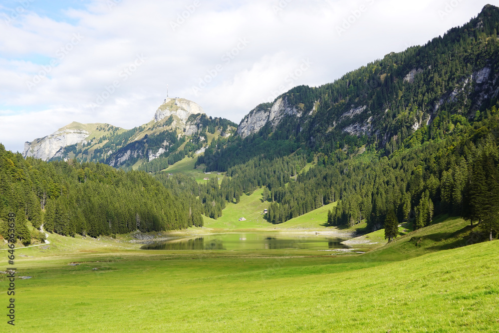 Saemtisersee - Saemtiser lake, mounain lake in the Swiss Alps Saemtisersee - Saemtiser lake, mounain lake in the Swiss Alps