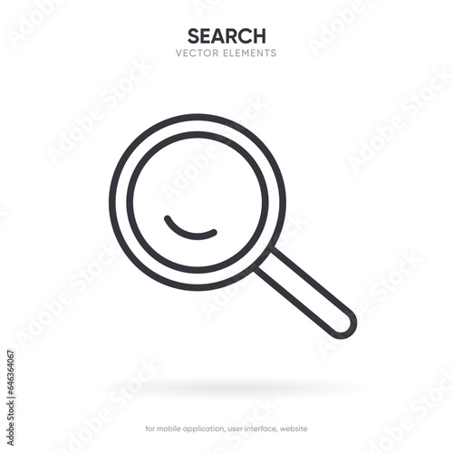 Magnifying or search icon. Rounded search symbol. Research icon for social media, mobile app, website, search engine, UI, operating system.