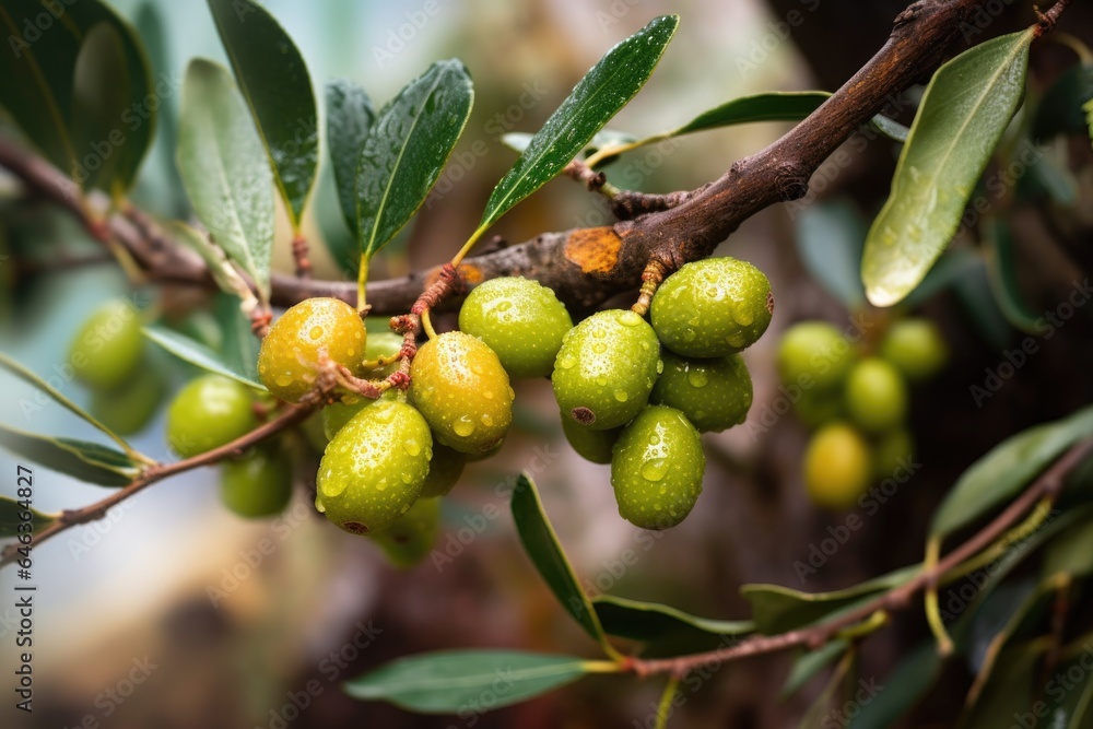 close-up of fresh olives on a tree branch close-up of fresh olives on a tree branch