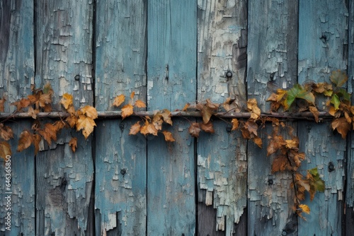 close-up of a rustic wooden fence with peeling paint
