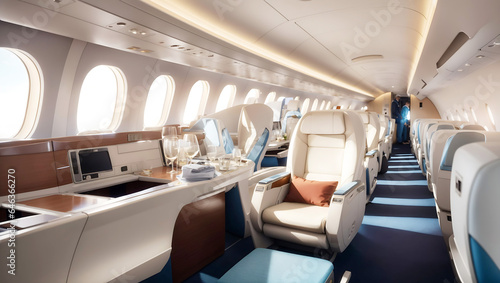 Airplane interior seats Ai Generated © Romana Rupa
