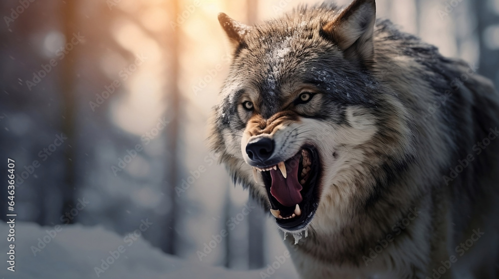 Gray Wolf Roaring Gracefully, Generative AI Gray Wolf Roaring Gracefully, Generative AI