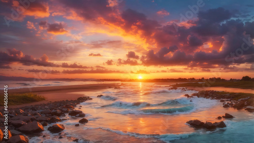 Sunset On The Beach Wallpaper Beautiful Background © Romana Rupa