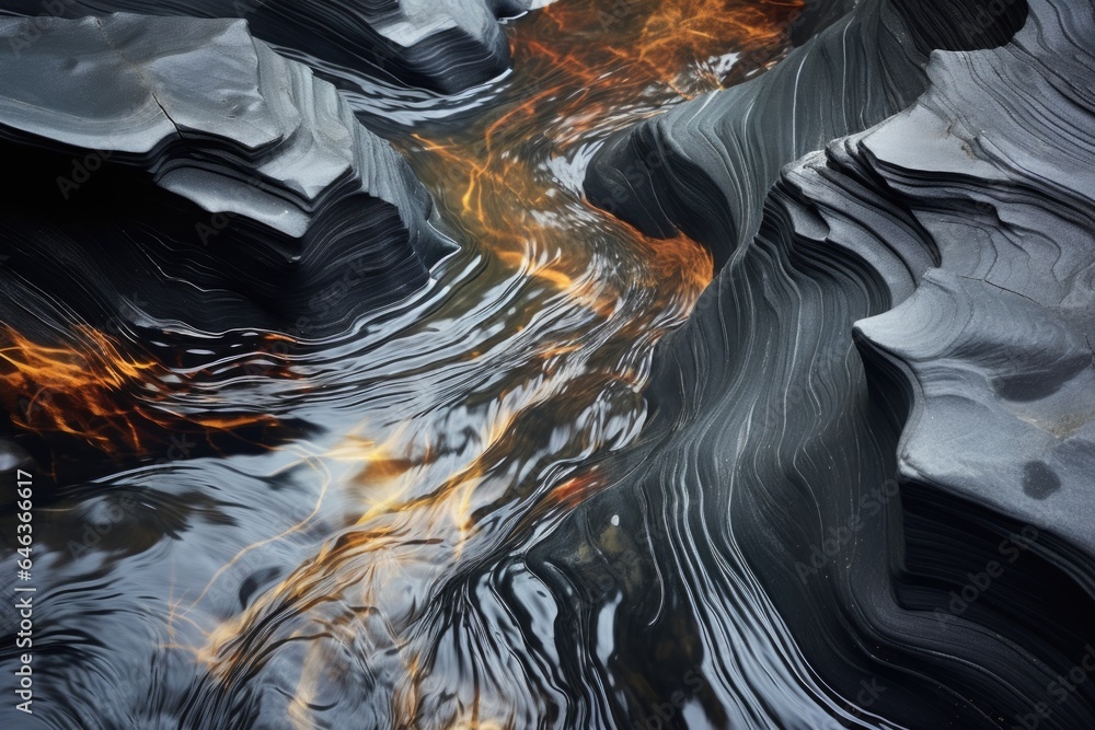 abstract image of flowing water creating patterns on river rocks