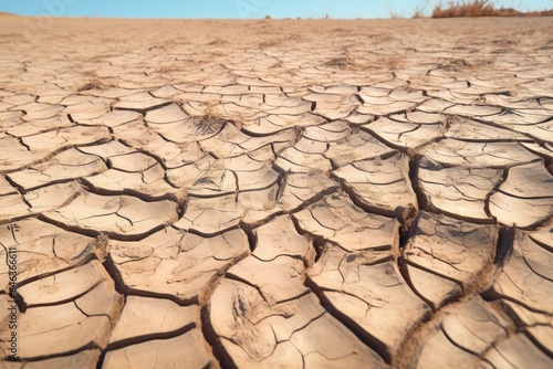 detailed view of freshly cracked and dried desert ground