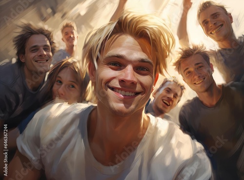 A group of guys with blonde hair