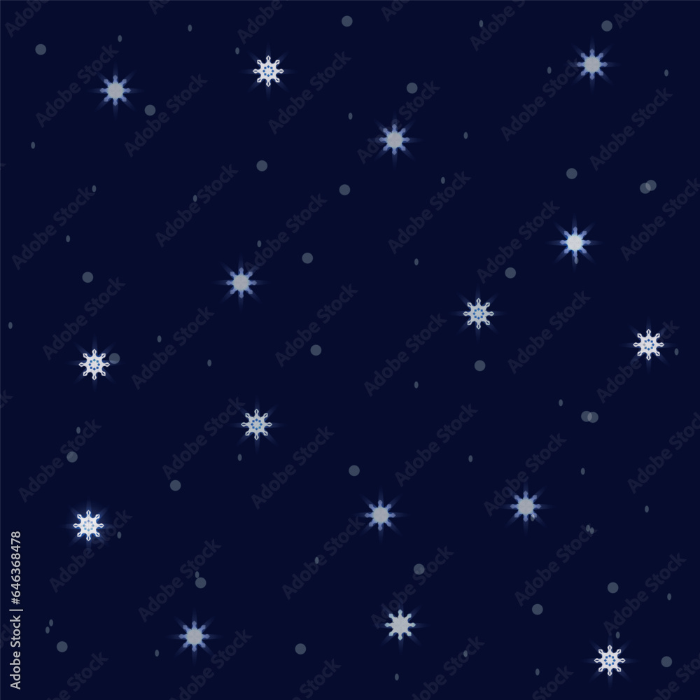 Night starry sky with snowflakes