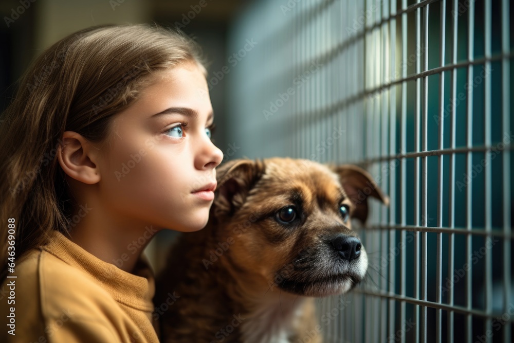 shot of a young girl at an animal shelter