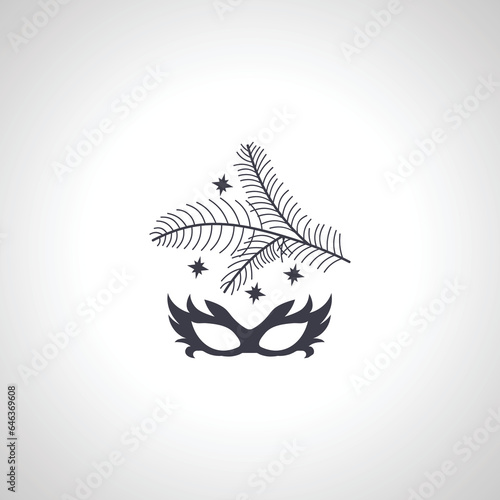 christmas masquerade mask isolated icon on white background