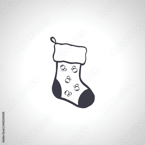 christmas stocking icon. Christmas sock gift isolated icon on white background