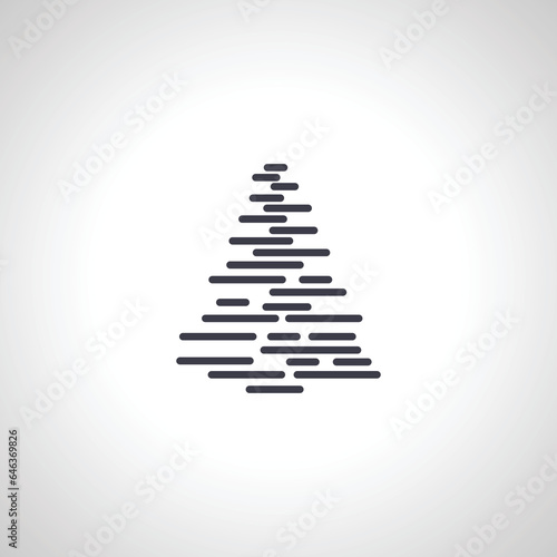 Christmas tree lines silhouette isolated icon on white background